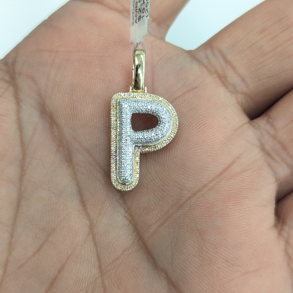 Real Diamond 10kt Two Tone Bubble Letter P Pendant